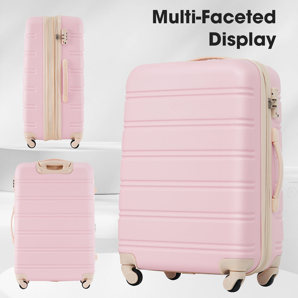 Conjunto de equipaje rígido de 2 piezas + maleta con ruedas y candado TSA ligero de 20"/24"