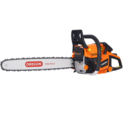 52Cc Gasoline Chainsaw With 20" Oregon Bar And Chain For Wood Cutting Plastic - Orange