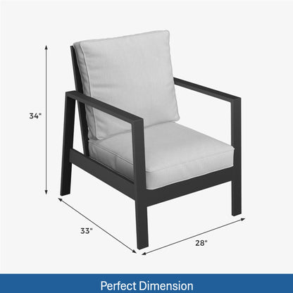 All Weather Patio Armchairs & Thick Cushions (Set of 2) - Black / Gray