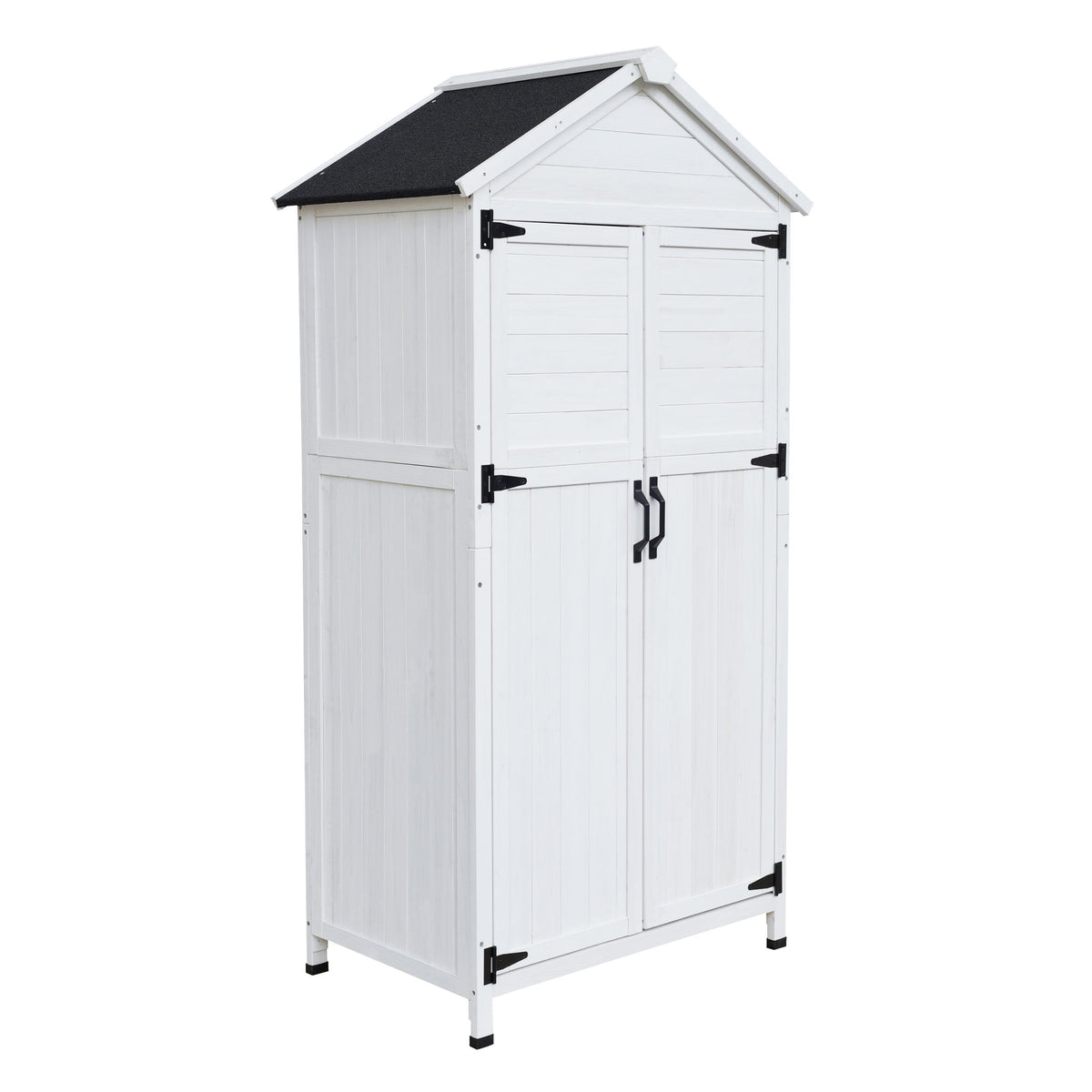 Storage Shed With Double Doors For Outdoor Garden Tool Organization - White