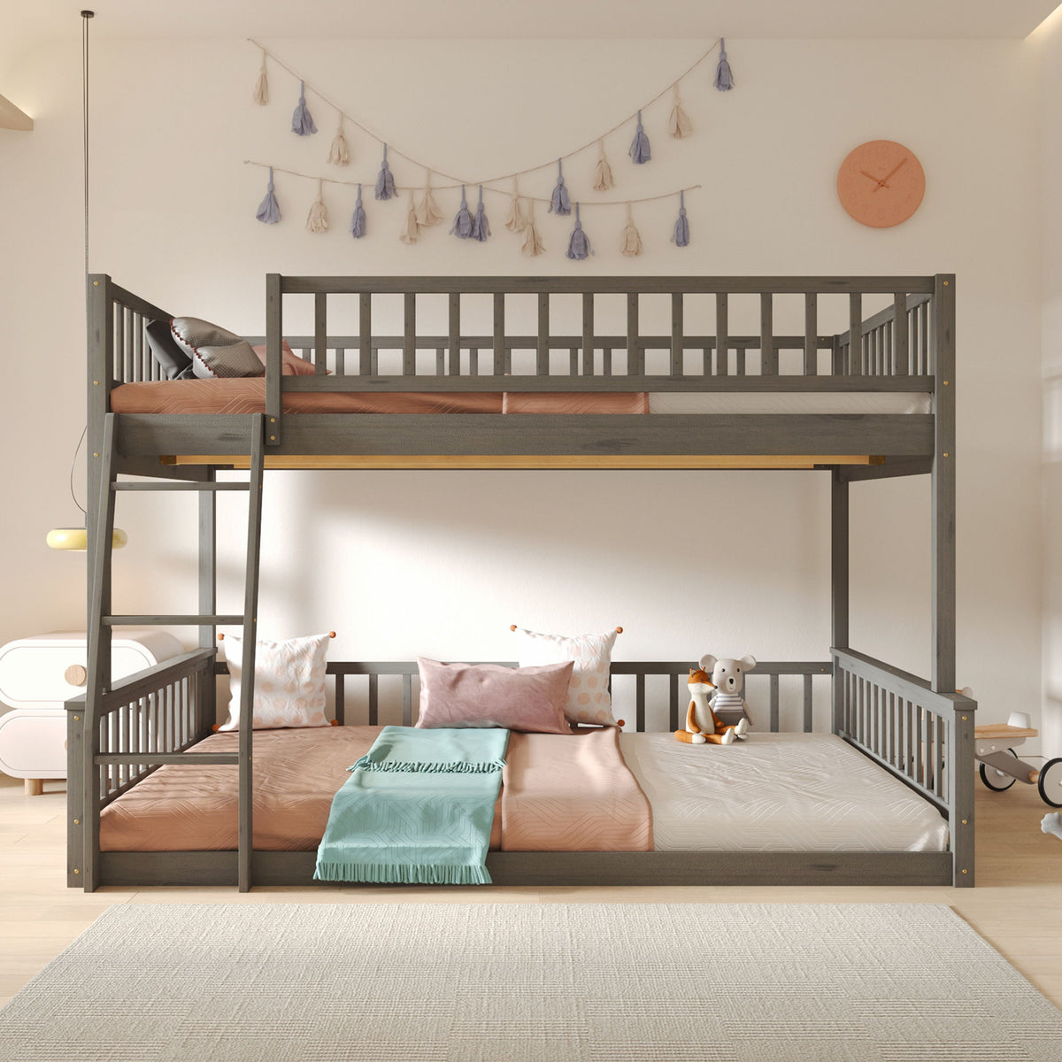 Bunk Bed With Ladder And Guardrails
