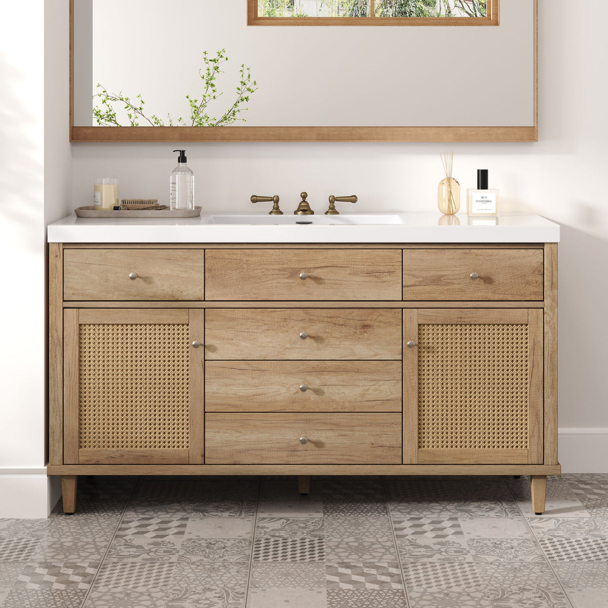 Bathroom Vanity With Sink, 5 Legs, Soft Close Drawers
