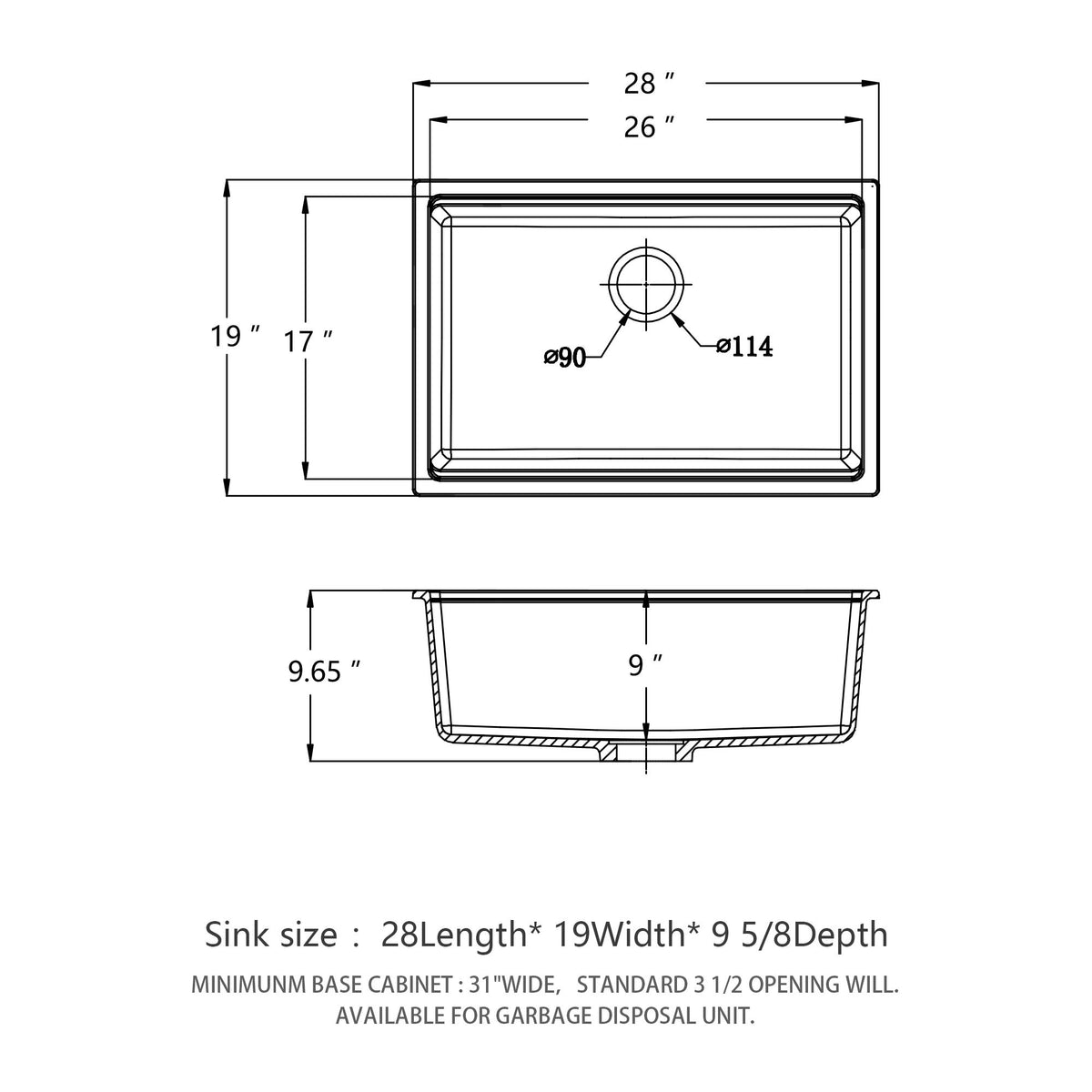 Quartz Kitchen Sink, Granite Composite Workstation Undermount