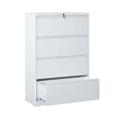 Lateral File Cabinet, Locking Heavy Duty, Anti-Tip Safety Interlock, Vertical Storage For Letter/Legal/A4 Files