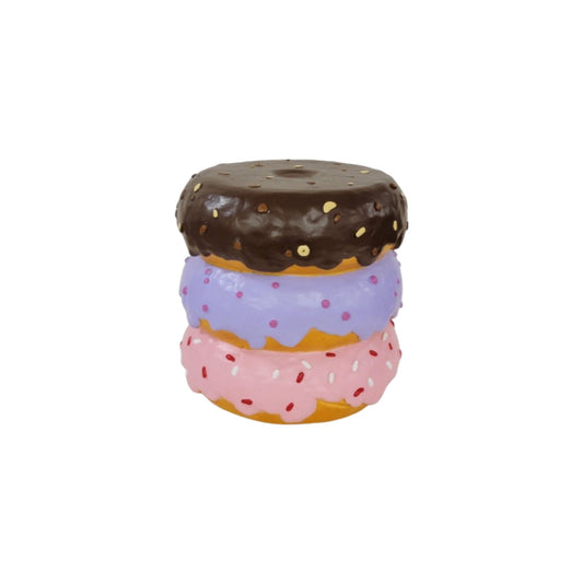 Stacked Donut Stool With Sprinkles Detail, Figurine Seat For Indoor Outdoor Decor - Light Natural