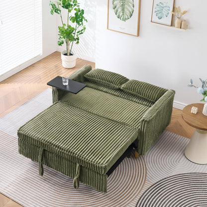 Pull Out Sofa With Movable Tabletop And USB Ports - Green