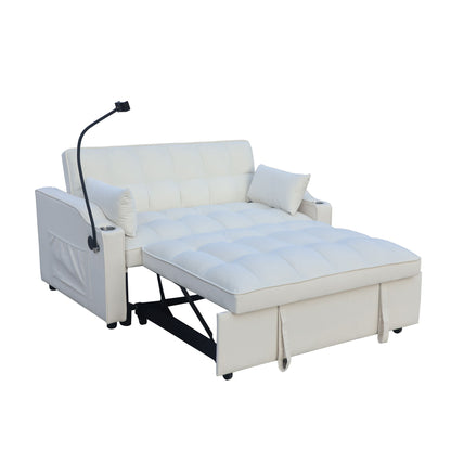 Modern Loveseat With Pullout Bed, Adjustable Reclining Backrest