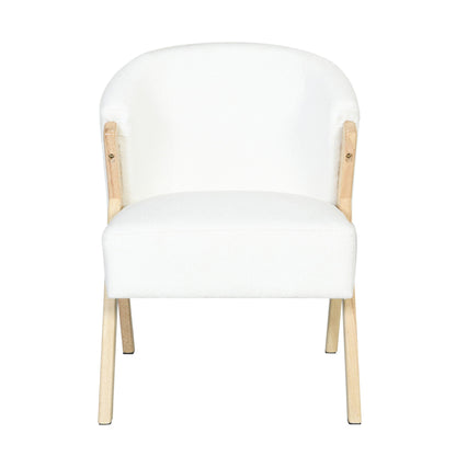 Modern Accent Chair With Polyester Upholstery And Minimalist Lounge Chair For Living Room, Bedroom, Or Office - White