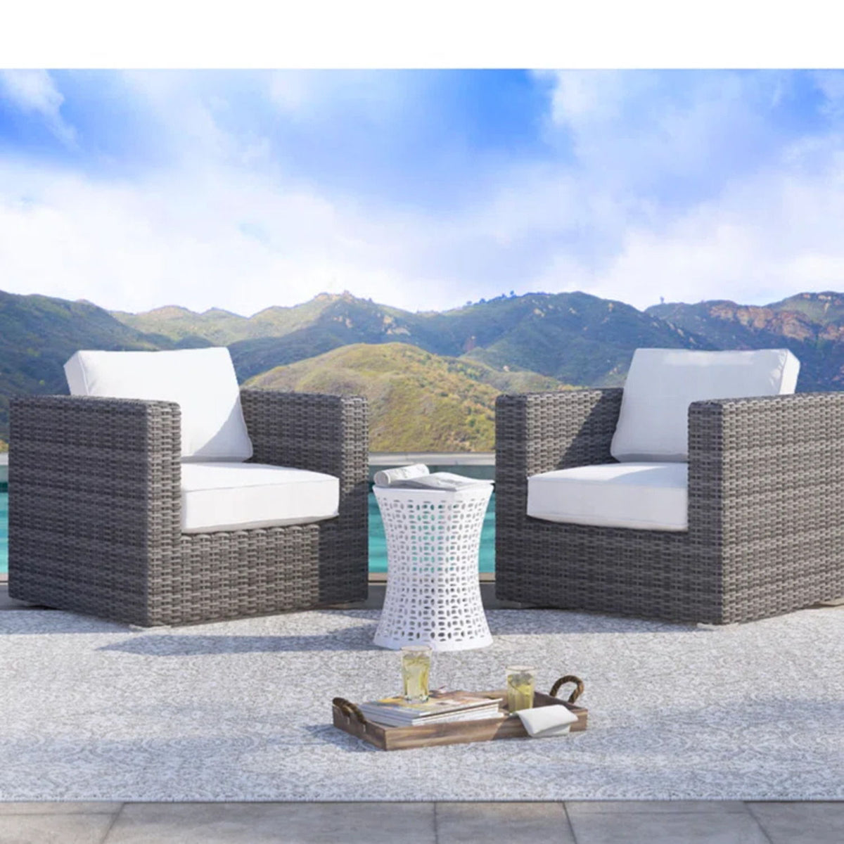 Silla de patio con cojines de diseño elegante