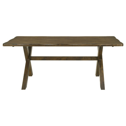 Carbon - Rectangular Dining Table With X Base Design - Brown