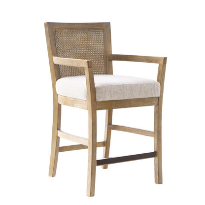 Counter Stool With Upholstered Seat - Cream / Reclaimed Natural