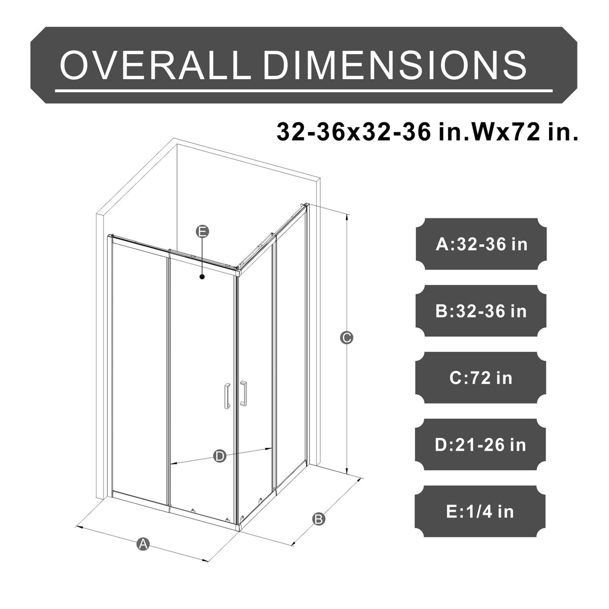Corner Sliding Shower Door And Shower Base Combo Kit (No Drain Kit) - Matte Black