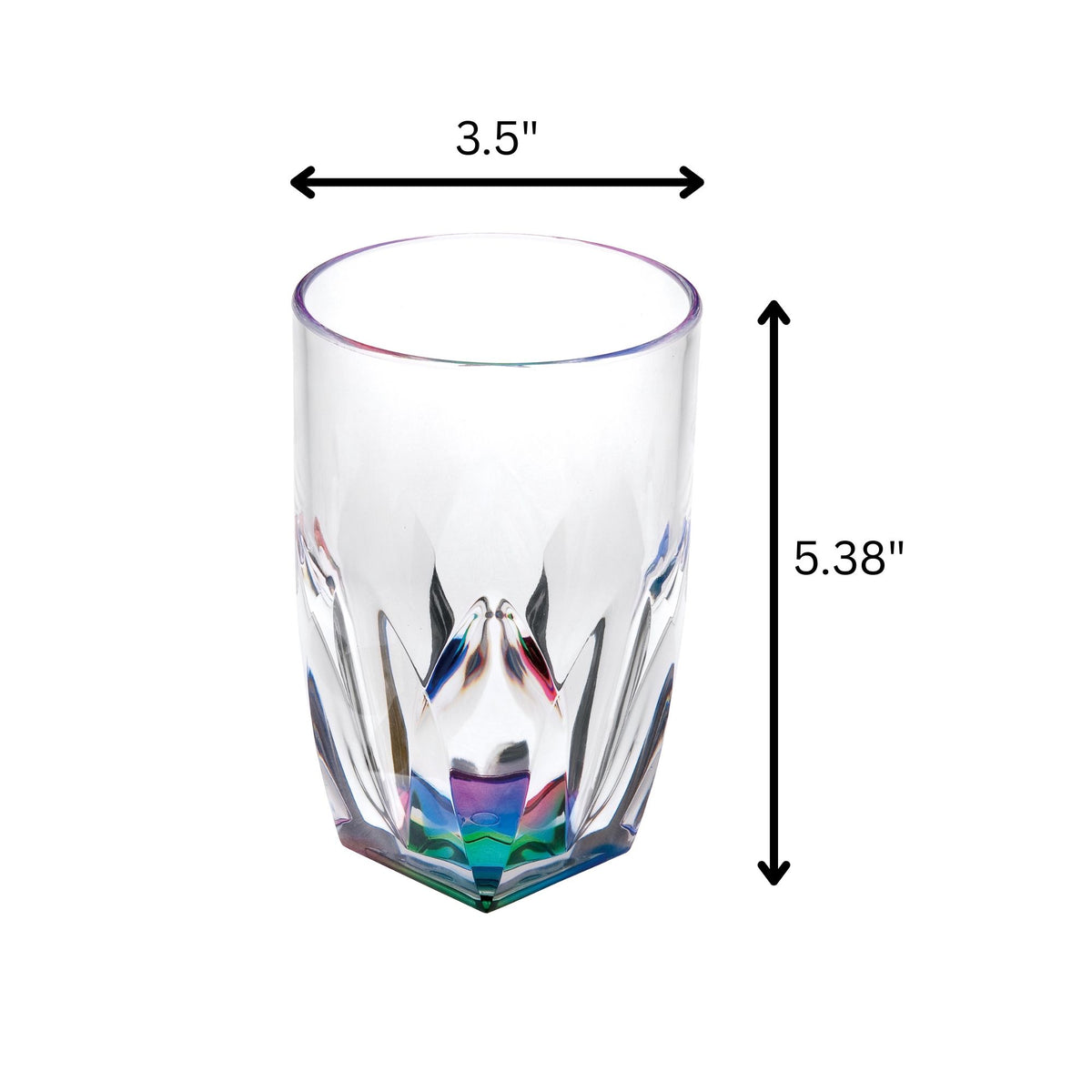 Rainbow Diamond Acrylic Glasses Drinking (Set of 4) Hi Ball 17Oz, Bpa Free Plastic Cocktail Glasses - Clear