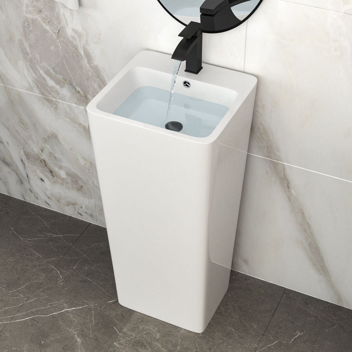 Pedestal Sink 16" For Powder Rooms - White
