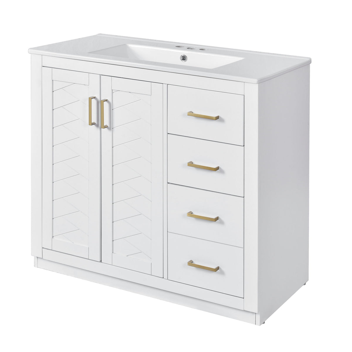 Bathroom Vanity With Sink Combo, Storage Cabinet, Freestanding Set With 3 Drawers & Soft Closing Doors