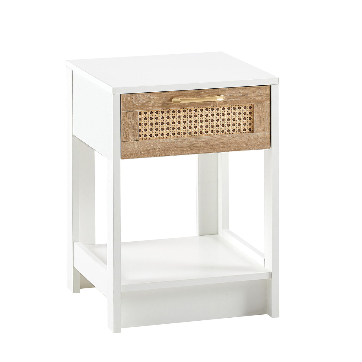 Mesa auxiliar de ratán de 40 cm con cajón, mesita de noche moderna, mesa auxiliar para sala de estar y dormitorio