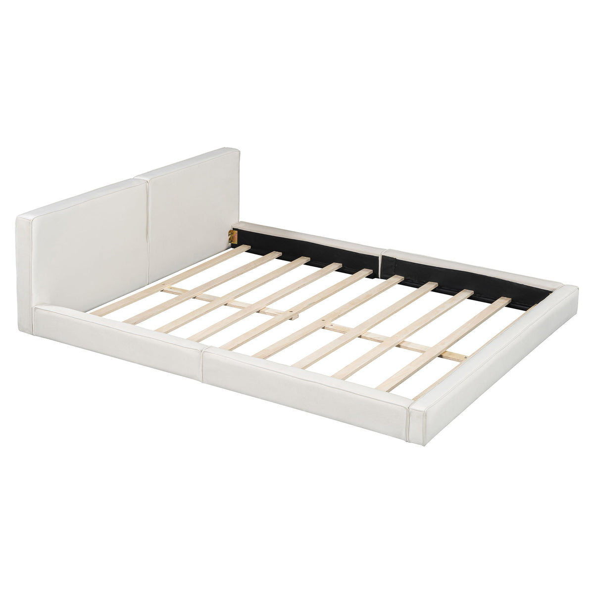 Upholstered Platform Bed, Grounded Bed With Solid Frame