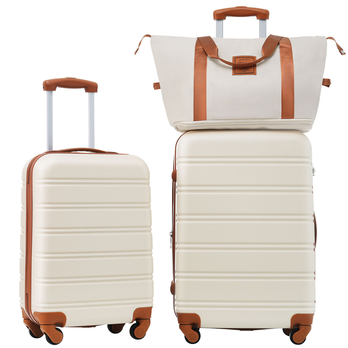 Conjunto de equipaje rígido de 2 piezas + maleta con ruedas y candado TSA ligero de 20"/24"