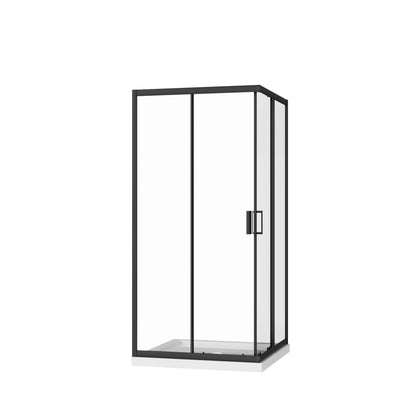 Corner Shower Enclosure, Double Sliding Door & Shower Base