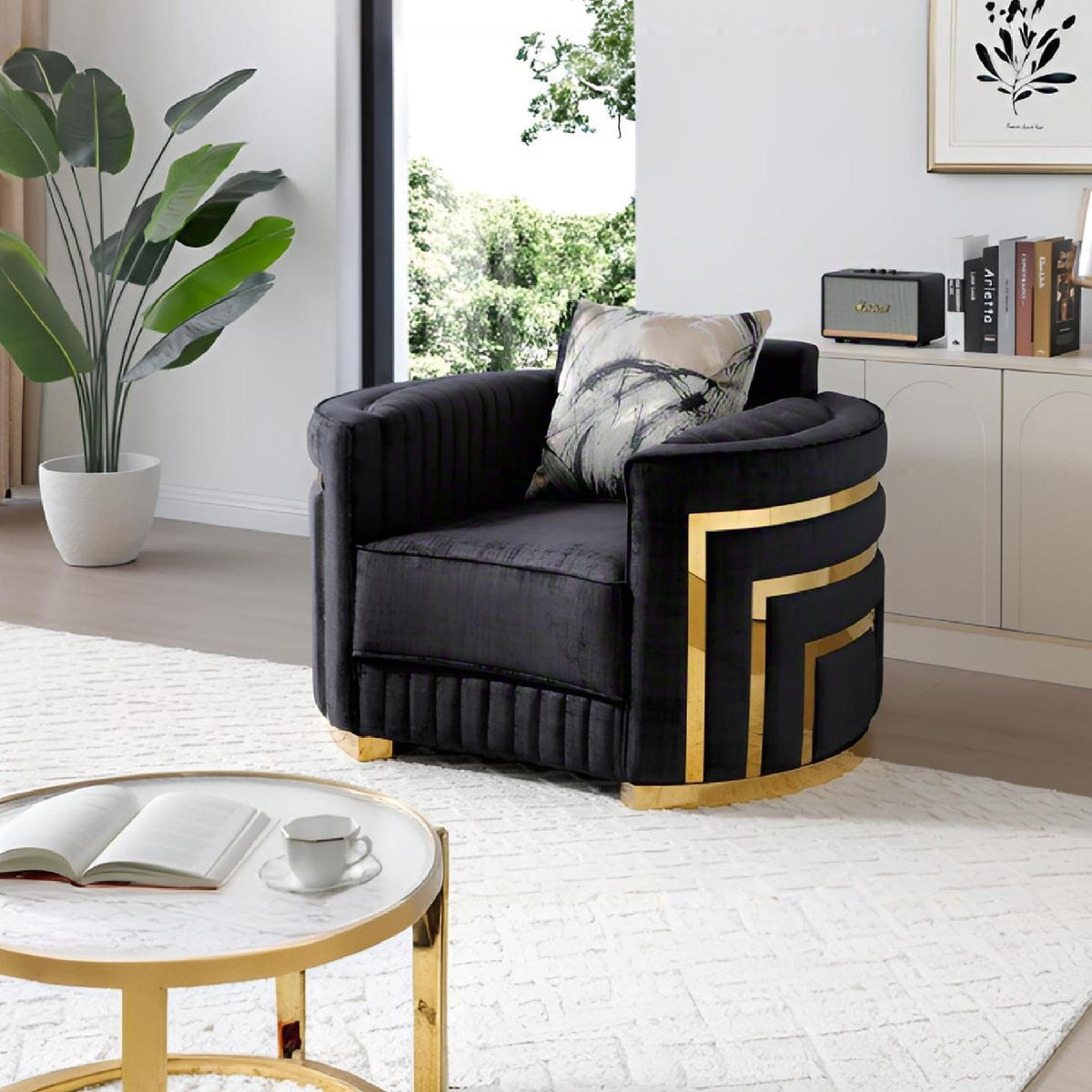 Soledad - Chair Upholstered With Hued Accents - Black