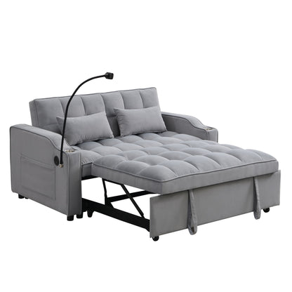 Modern Loveseat Futon Sofa With Pullout Bed, Adjustable Reclining Backrest, Toss Pillows