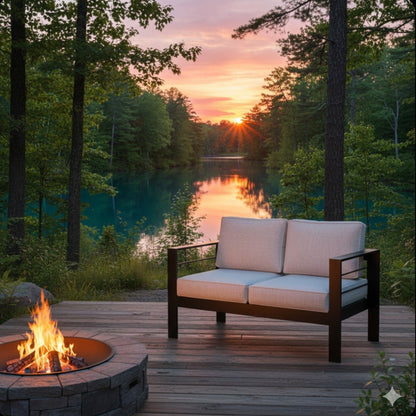 Patio All-Weather Loveseat With Thick Cushions