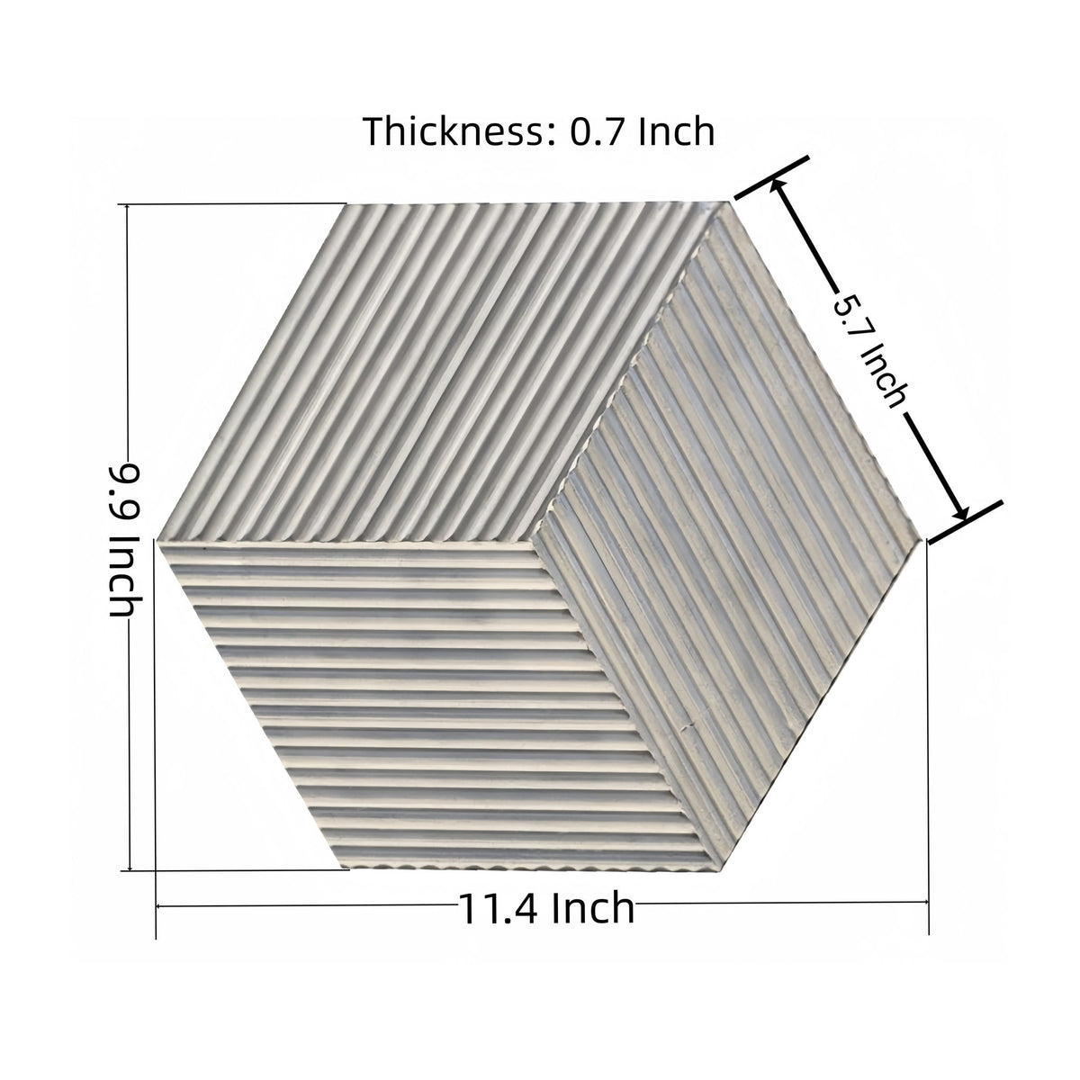Hexagon Natural Stone Marble Tile, 3D Fluted (Set of 12)