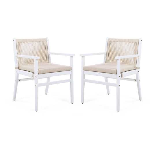 Outdoor Dining Armchair (Set of 2) - Beige / White