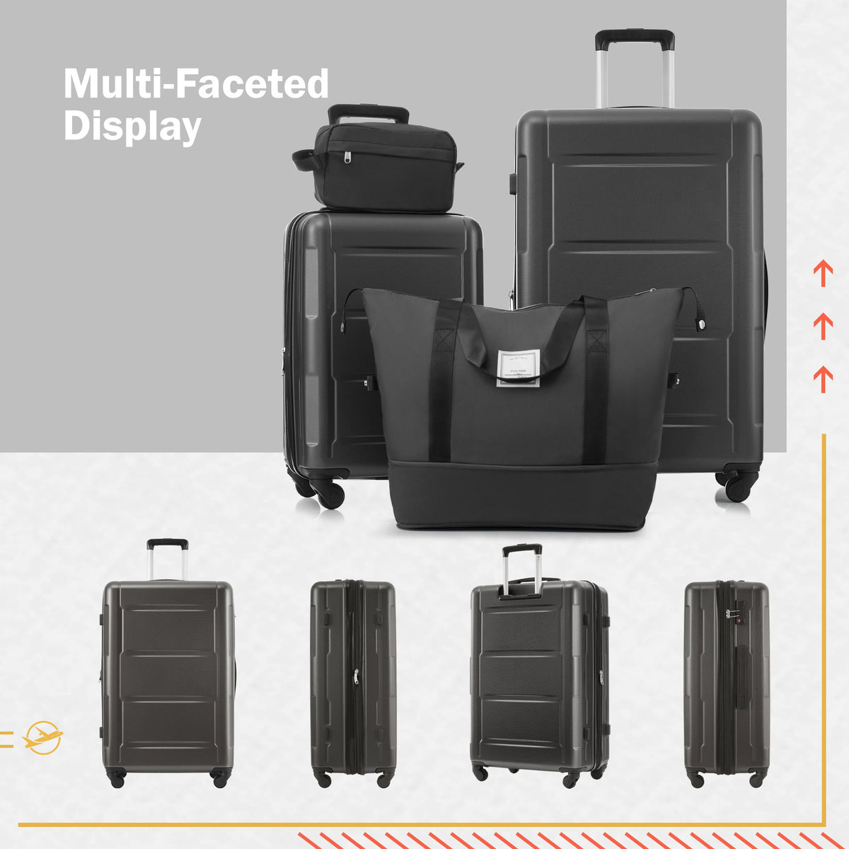Juego de 2 maletas con ruedas giratorias extensibles, maleta ligera de ABS con cerradura TSA de 20"/24"