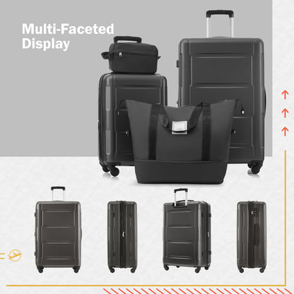 Juego de 2 maletas con ruedas giratorias extensibles, maleta ligera de ABS con cerradura TSA de 20"/24"