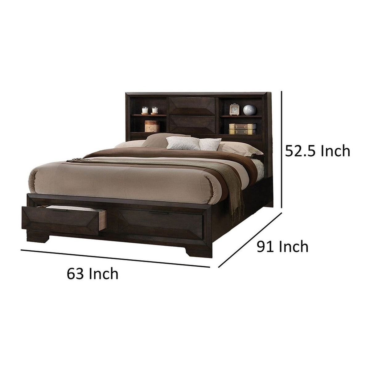 3 Piece Set Bed With Storage And 2 Nightstands