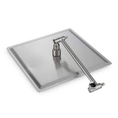 Luxury Rain Shower Head With Adjustable Arm, 10" Square, Stainless Steel - Brushed Nickel