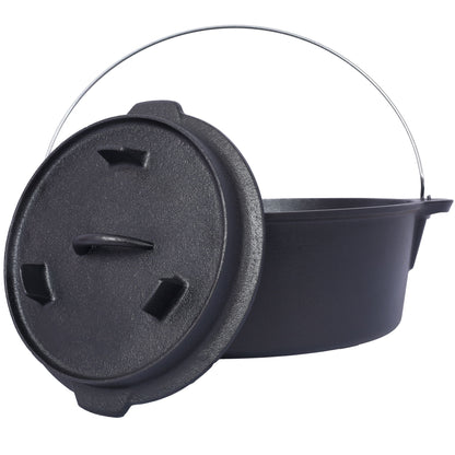Pre-Seasoned Cast Dutch Oven With Skillet Lid And Pot Rack
