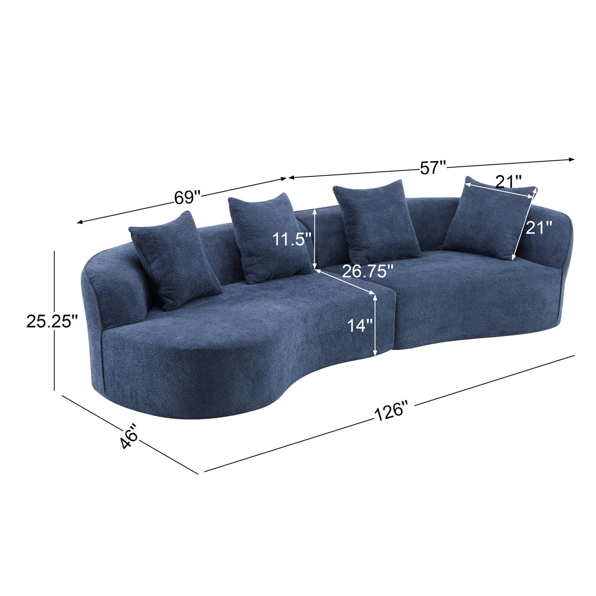 Elegant Curved Sectional Sofa With Full Foam Comfort