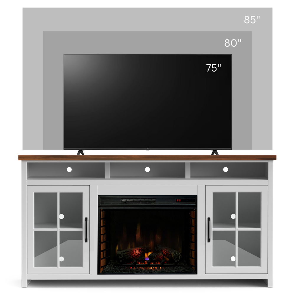 Fireplace TV Stand Console & Fixed Shelves