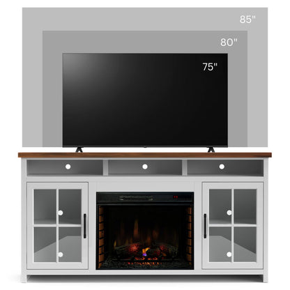 Fireplace TV Stand Console & Fixed Shelves