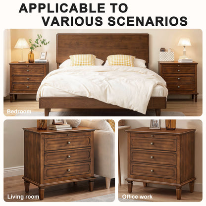 3 Drawer Nightstand With Charging Station, Bedside Table With USB & Type C Port And 2 AC Outlets