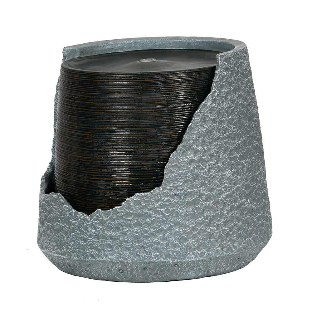 Indoor Outdoor Water Fountain, Unique Broken Urn Fountain Chic Dynamic Modern Design With Light For Garden