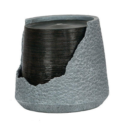 Indoor Outdoor Water Fountain, Unique Broken Urn Fountain Chic Dynamic Modern Design With Light For Garden
