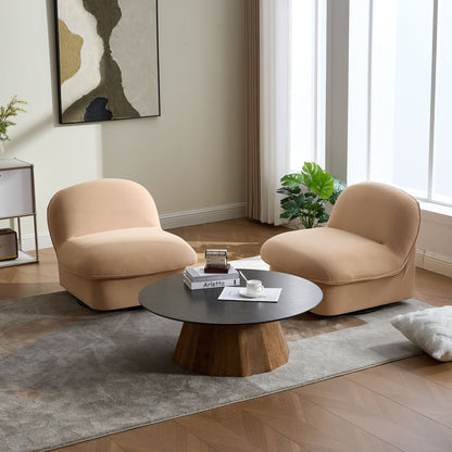 Pumpkin Shaped Swivel Accent Chair, 360 Degree Rotation For Living Room