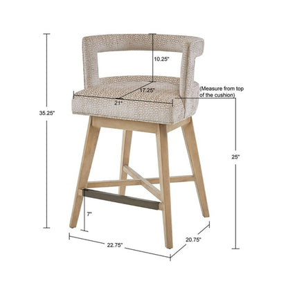 Design Swivel Counter Stool With Low Back Support - Cream
