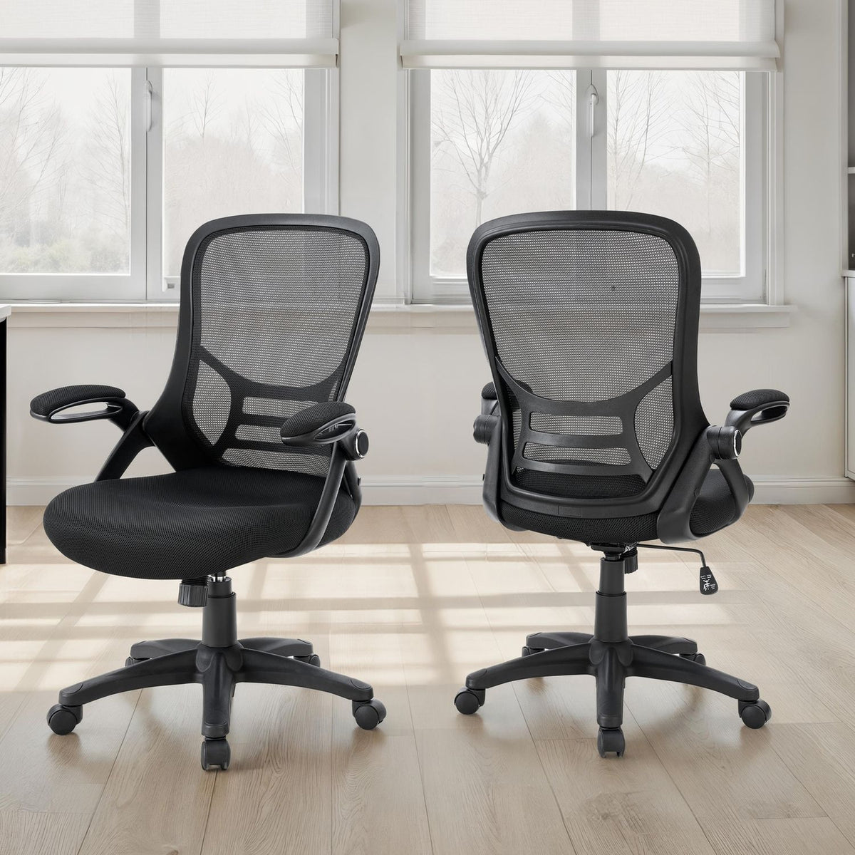 Office Chair With Adjustable Height For Workspaces - Black