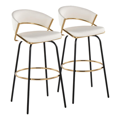 Jie - Fixed Height Contemporary Barstool With Swivel Round Footrest (Set of 2)