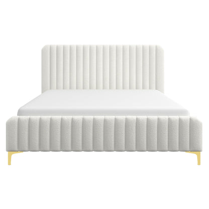 Valery - King Size Platform Bed - Cream