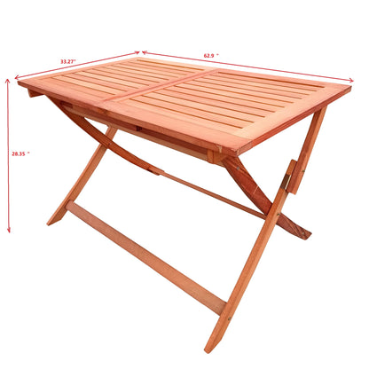 Foldable Patio Dining Set With 1 Dining Table, Indoor And Outdoor Use, Solid Wood - Teak