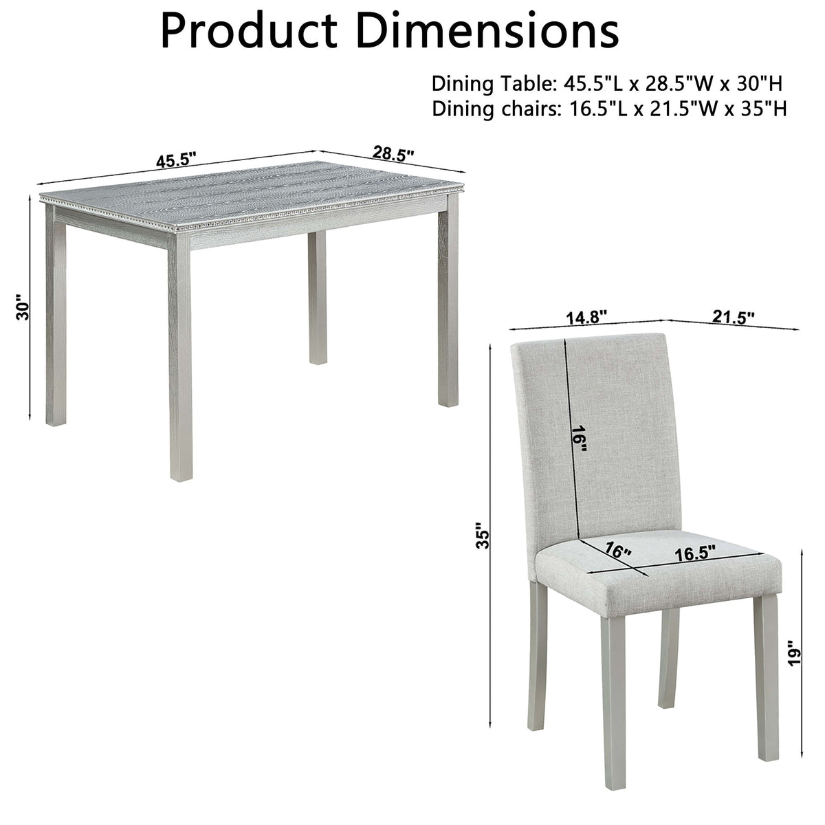 Dining Table Set With Crystal Decoration And Upholstered Chairs