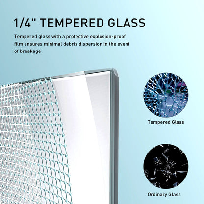 Frameless Soft Closing Shower Door, 1 / 4" (6Mm) Tempered Glass Single Sliding With Explosion Proof Coating - Matte Black