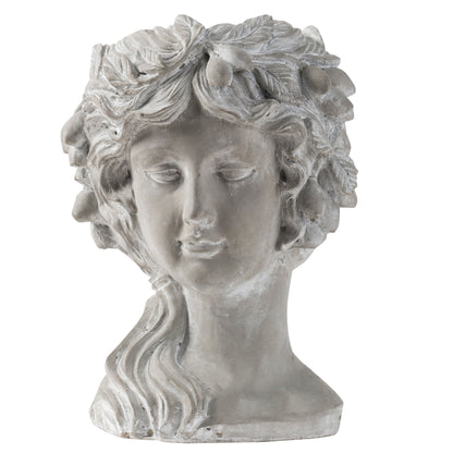 Maceta de pared con busto de cemento, ideal para decoración de interiores y exteriores, 8 unidades, color gris