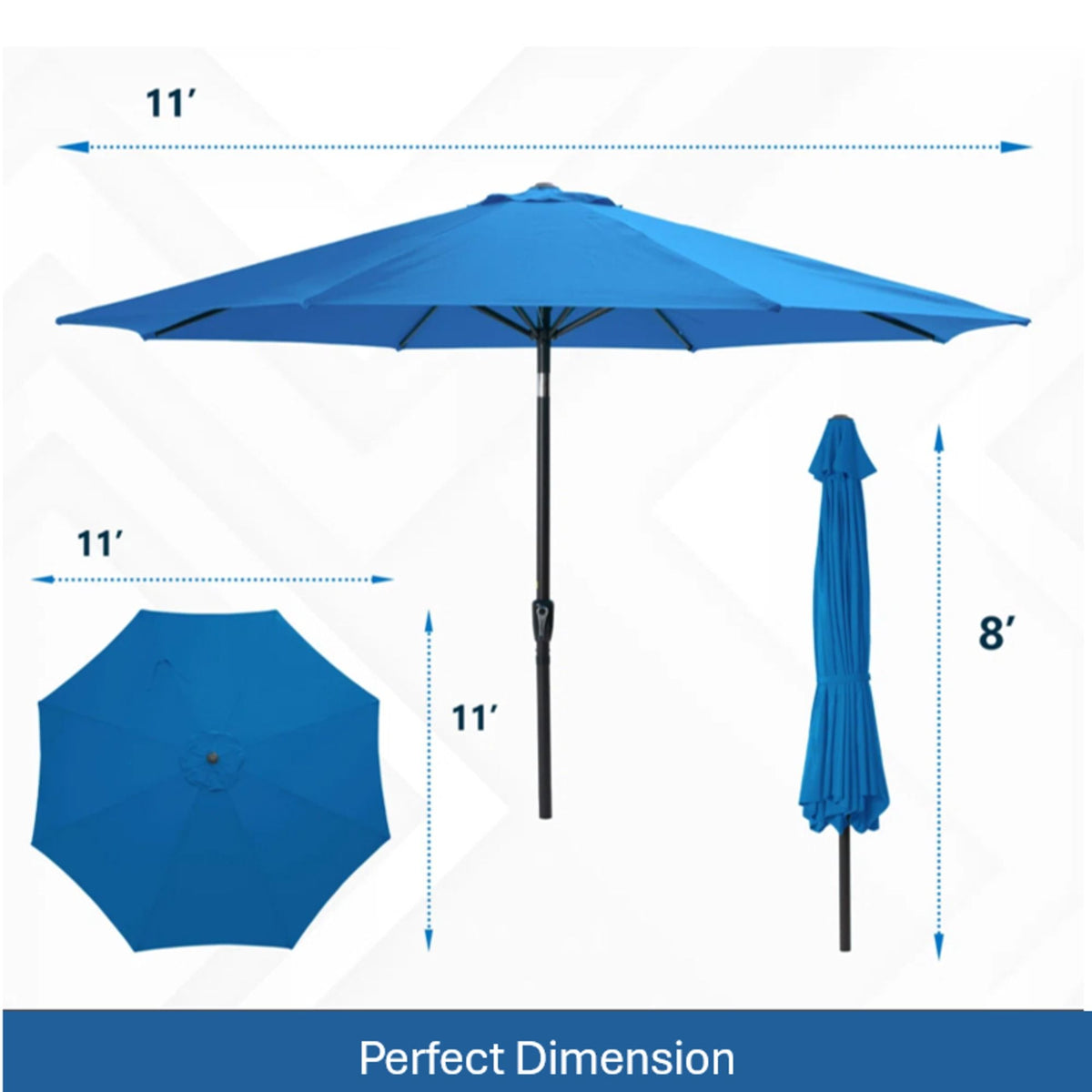 Market Patio Umbrella With Crank Lift And Tilt, UV Resistant Canopy For Pool (Without Base) - Blass