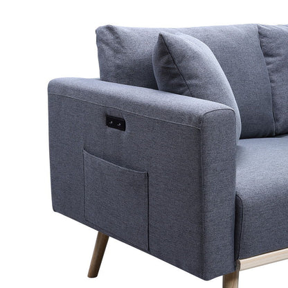 Easton - Fabric Loveseat With USB Charging Ports Pockets And Pillows